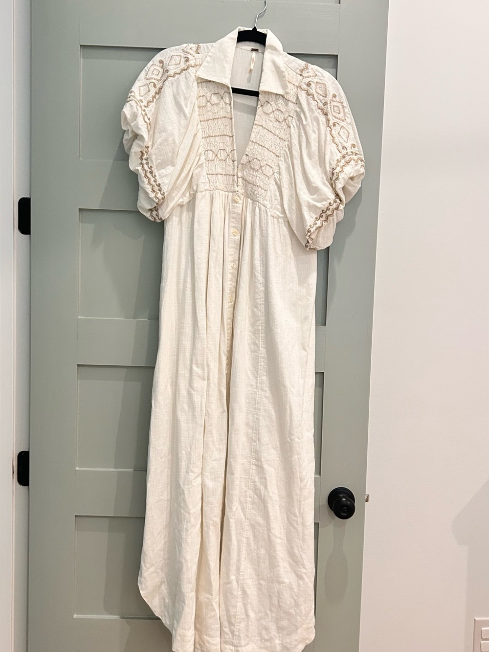 Free People Cream Embroidered Maxi Dress Never Worn